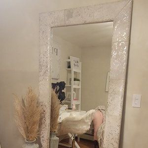 Silver Hair-Hide Framed Floor Mirror